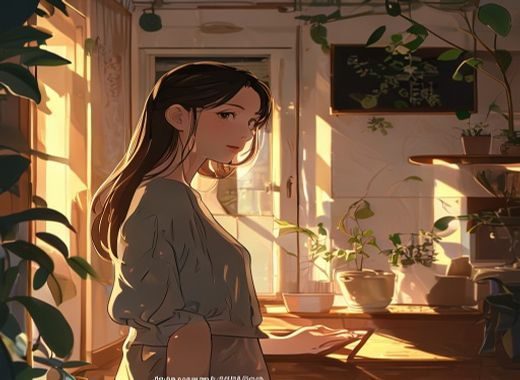 二次元风格插图展示ntr姐姐的日常场景，温暖室内光线下姐姐形象细腻，情感氛围细腻真实，符合ntr姐姐角色文化特征